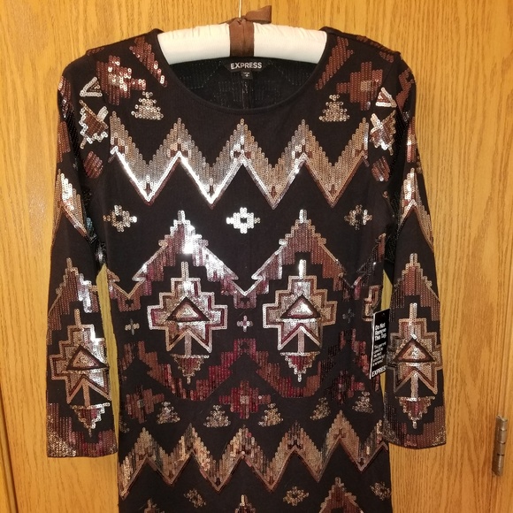 Express NWT shimmer dress Gold and Silver - Picture 1 of 7